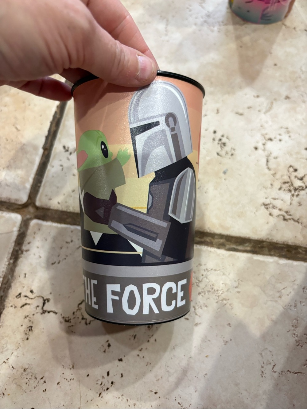 Star Wars Mandalorian & Grogu cup plastic - Green, Silver, Black, Tan